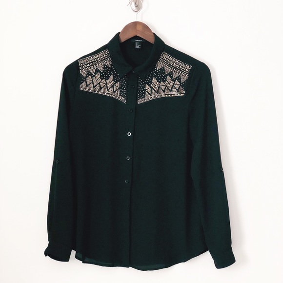 Gold Studded Black Blouse - Picture 1 of 1